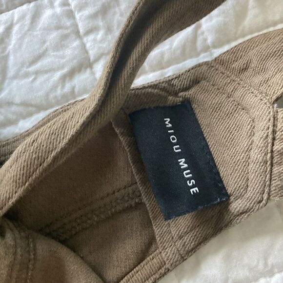 Miou Muse Kenzie Jumpsuit Linen Cotton Lightweight Wide Leg Cropped Soft Brown - Picture 4 of 7